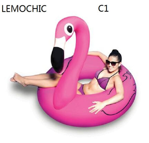 LEMOCHIC Giant swimming ring Inflatable Flamingo Swimming Float Pool   lifesaving  ring for adult child five colors available